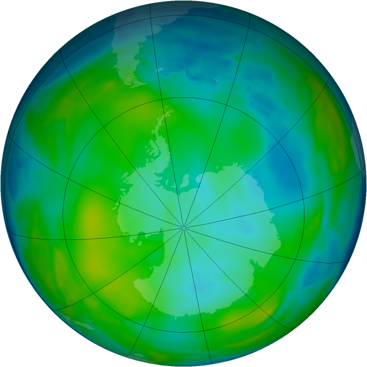 Antarctic ozone map for 07 July 2008